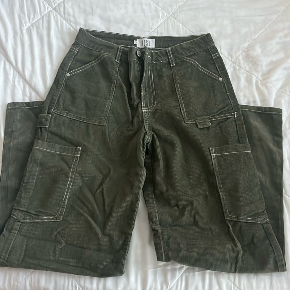green corduroy cargo pants